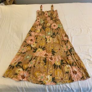 Floral Print Maxi Dress - Pink and Brown